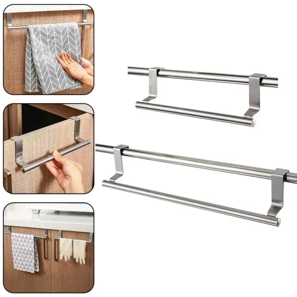 Over Door Stainless Steel Towel Rack – Space-Saving Bathroom and Kitchen Towel Holder - Image 6
