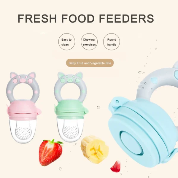 Silicone Fresh Food Nibbler – Safe Baby Fruit Feeder & Nipple Soother for Infants - Image 4