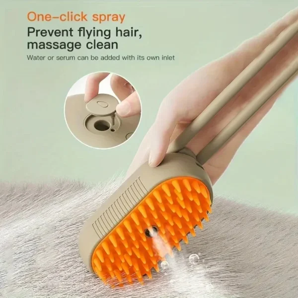 Simplify grooming with the Pet Cleaning Spray Comb. This slicker brush removes undercoat hair, detangles fur, and features a built-in spray function for added convenience. Perfect for dogs and cats of all coat types