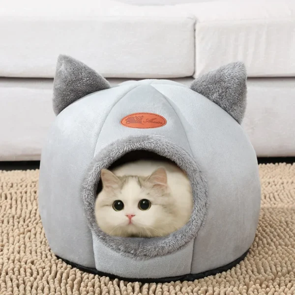 Deep Sleep Winter Cat Bed – Cozy Cave Nest for Small Dogs & Cats - Image 2