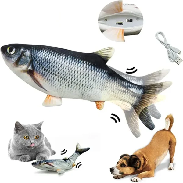 Keep your cat entertained with the Interactive Electric Floppy Fish Toy! USB rechargeable, realistic fish movement, and made from soft PP cotton for safe play.