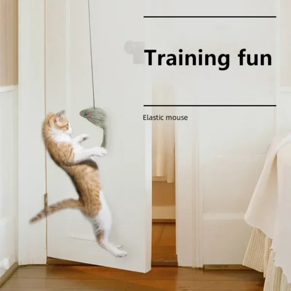 Simulation Mouse Cat Toy - Funny Self-Hanging Door Retractable Cat Stick with Scratch Rope - Image 3