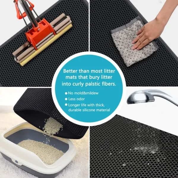 Cat Litter Mat with Gift – Double Layer Waterproof Pet Litter Box Mat - Image 3