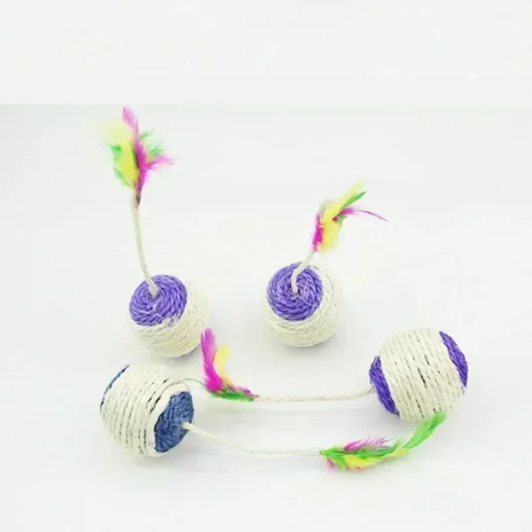 Cat Toy Sisal Scratching Ball – Interactive Feather Toy for Kittens - Image 2