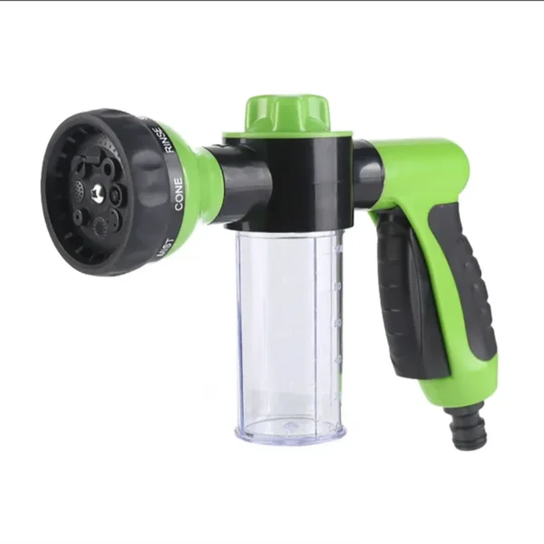 A high-pressure sprayer nozzle hose for dog washing, featuring 3 adjustable modes, foam wash, and easy water flow control for a stress-free bath.