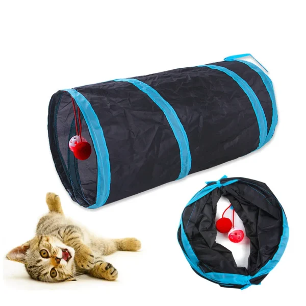 Foldable Cat Tunnel – Interactive Indoor Play Tunnel with Hanging Ball - Image 2