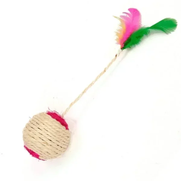 Cat Toy Sisal Scratching Ball – Interactive Feather Toy for Kittens - Image 6