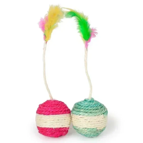 Cat Toy Sisal Scratching Ball – Interactive Feather Toy for Kittens - Image 5