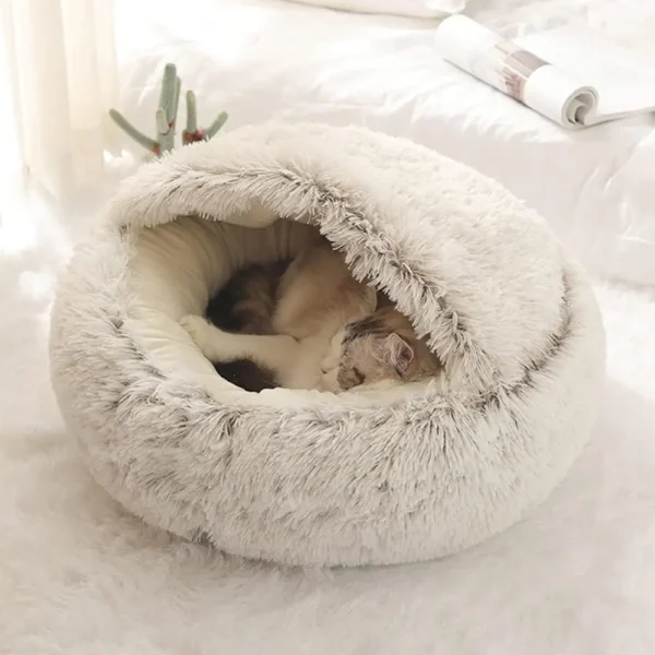 Soft Plush Pet Bed with Cover – 2-in-1 Cozy Sleeping Nest for Cats & Small Dogs - Image 4