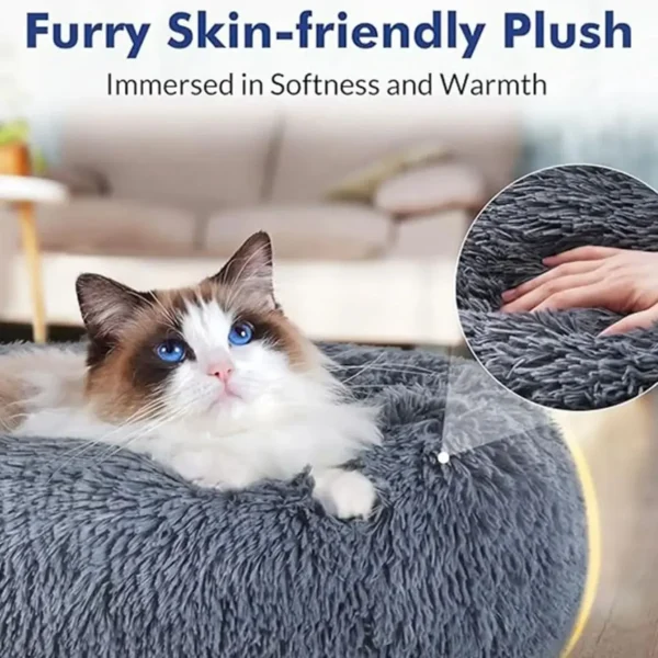 Round Pet Bed – Super Soft Plush Dog & Cat Bed for Winter Warmth, Large & Medium Pet House - Image 3