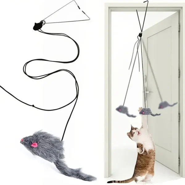 The Simulation Mouse Cat Toy is an interactive and retractable toy with a non-slip mat, providing 1.8 meters of fun for your cat to chase and play with.