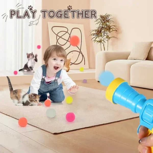 Interactive Cat Toy – Mini Shooting Gun with Plush Balls for Fun & Training - Image 3