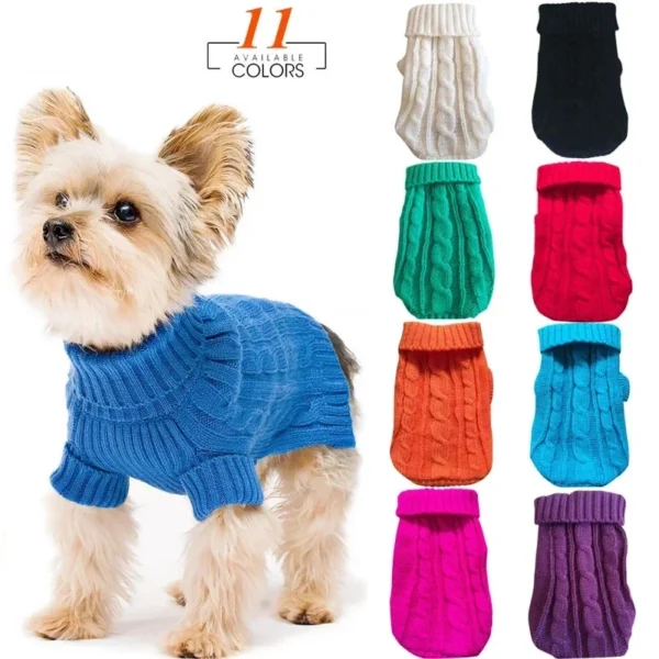 Knitted Dog Winter Sweater for small and medium dogs. Made from soft wool for warmth and comfort, ideal for chilly autumn/winter weather. Available in multiple sizes.