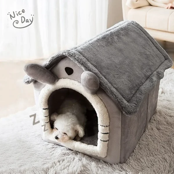 Foldable Pet House – Cozy Winter Kennel with Mattress for Small & Medium Dogs and Cats - Image 4