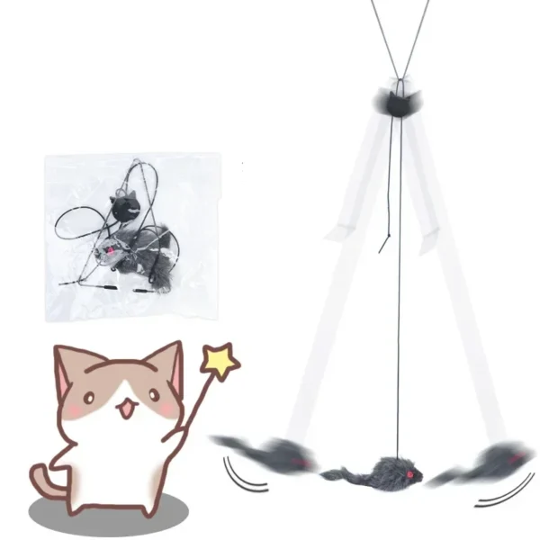Simulation Mouse Cat Toy - Funny Self-Hanging Door Retractable Cat Stick with Scratch Rope - Image 4
