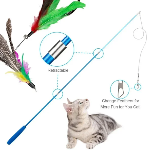 11pcs Replacement Cat Feather Toy Set - Feather Replacement Heads for Retractable Cat Stick - Image 3