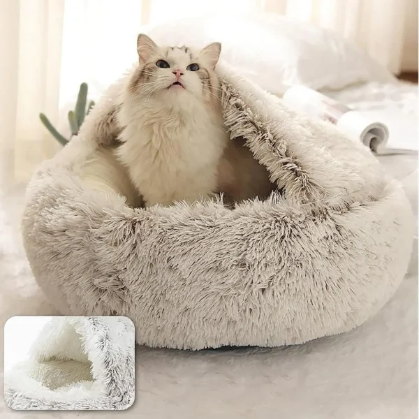 Soft Plush Pet Bed with Cover – 2-in-1 Cozy Sleeping Nest for Cats & Small Dogs - Image 5
