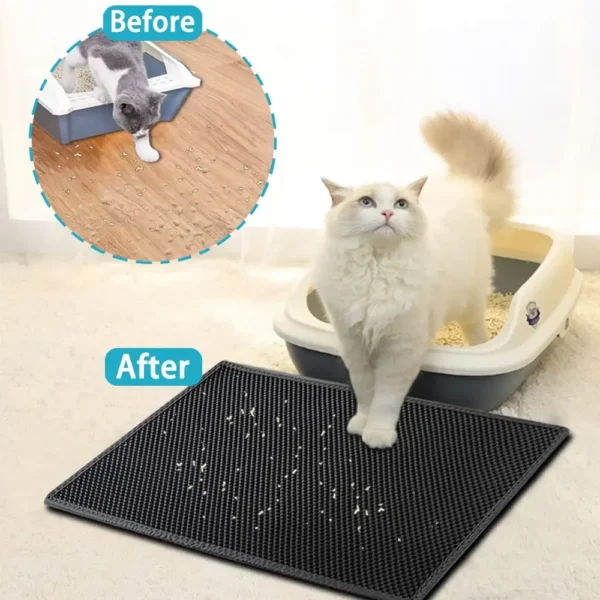 Cat Litter Mat with Gift – Double Layer Waterproof Pet Litter Box Mat - Image 2