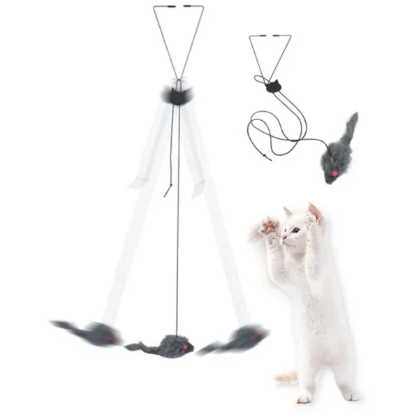 Simulation Mouse Cat Toy - Funny Self-Hanging Door Retractable Cat Stick with Scratch Rope - Image 5