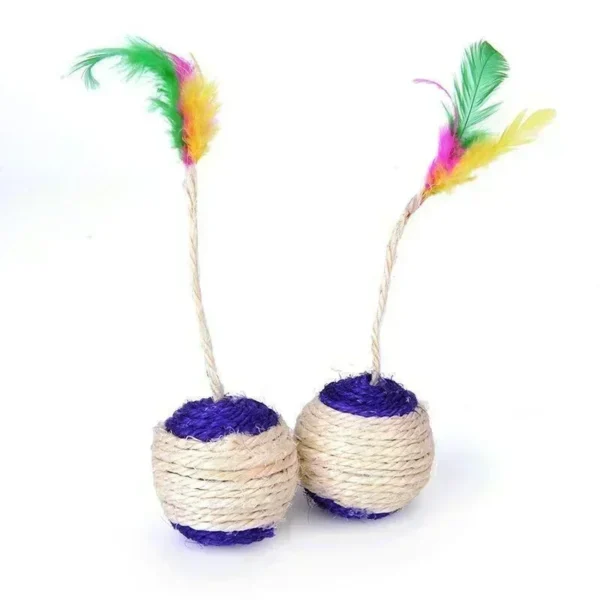 Cat Toy Sisal Scratching Ball – Interactive Feather Toy for Kittens - Image 4