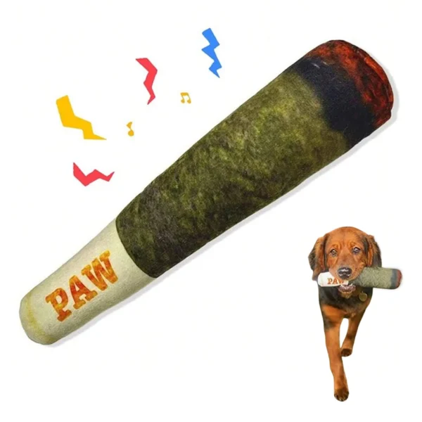 The Funny Interactive Dog Toys features a cigar design and squeaky sound, making it a fun, creative chew toy for small to medium dogs. Ideal for promoting dental health while keeping your dog entertained.
