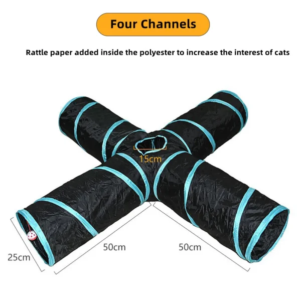 Foldable Cat Tunnel – Interactive Indoor Play Tunnel with Hanging Ball - Image 4