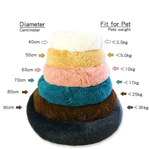 Round Pet Bed – Super Soft Plush Dog & Cat Bed for Winter Warmth, Large & Medium Pet House - Image 6