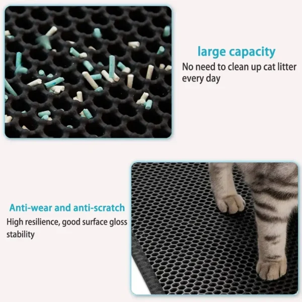 Cat Litter Mat with Gift – Double Layer Waterproof Pet Litter Box Mat - Image 4