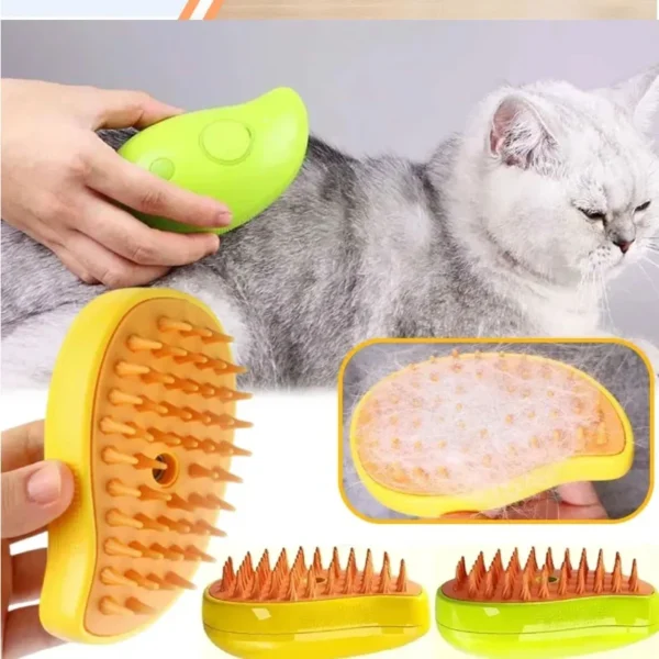 A 3-in-1 pet steam brush for cats and dogs, combining hair removal, massage, and steamy spray for a smooth, shiny coat.