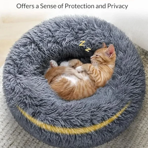 Round Pet Bed – Super Soft Plush Dog & Cat Bed for Winter Warmth, Large & Medium Pet House - Image 2